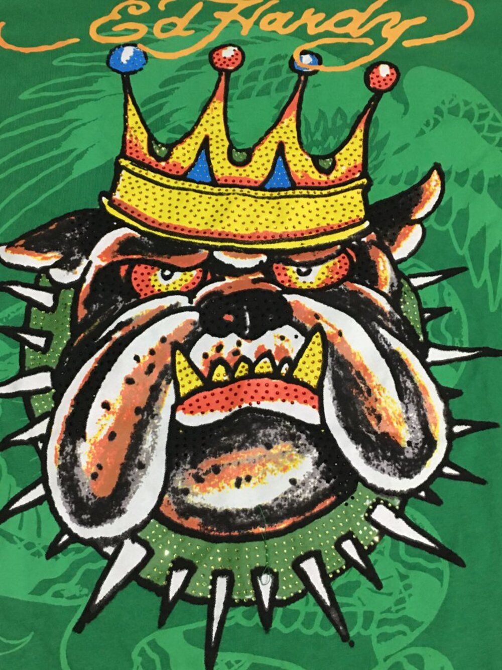 Ed Hardy Shirt Men's XXL Bulldog Graphic Print Rhinestones Tattoo Y2K Streetwear - Picture 3 of 8